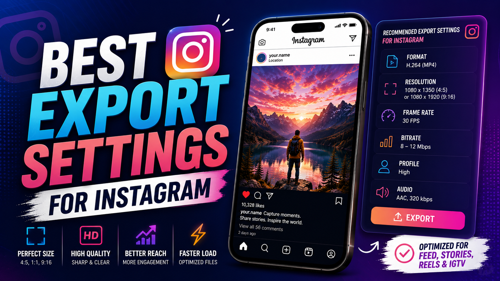 best export settings for Instagram